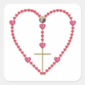 Kleine harten Rosary Vierkante Sticker (Voorkant)