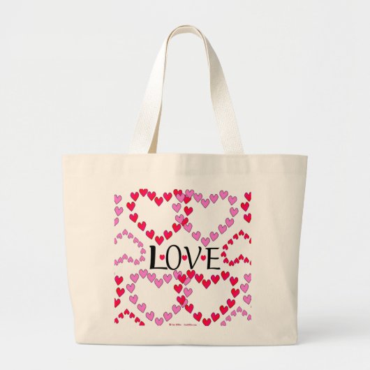 Kleine harten Roze rode klep Grote Tote Bag (Voorkant)