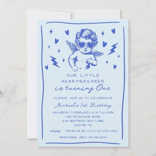 Kleine Hartendoder Valentijn Jongen 1e Verjaardag Kaart (Voorkant)