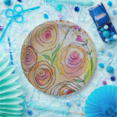 Kleine hartjes grote bloemen papieren bordje (Feest)