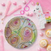 Kleine hartjes grote bloemen papieren bordje (Feest)