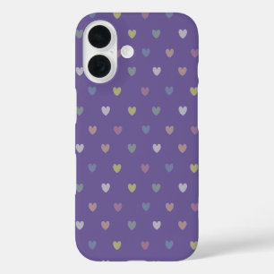 Kleine hartjes met polkadots op Ultra Violet Paars iPhone 16 Hoesje