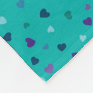 Kleine Hartjes, Paars, Teal, Blauw op Turquoise Fleece Deken