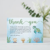 Kleine Hatchling Zee Schildpad Baby shower Dank u Bedankkaart (Staand voorkant)