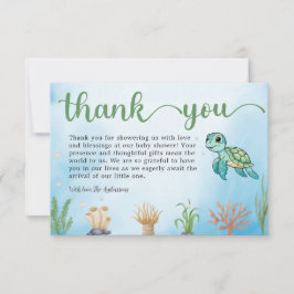 Kleine Hatchling Zee Schildpad Baby shower Dank u Bedankkaart