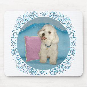 Kleine Havanese op Turquoise Bank Muismat