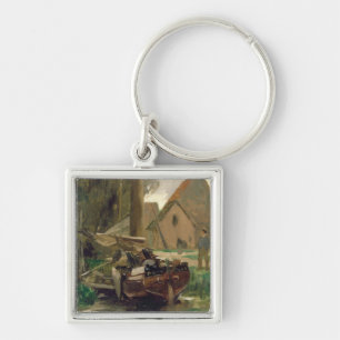 Kleine haven met een boot sleutelhanger
