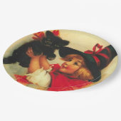 Kleine heek en zwarte kat  Halloween Papieren Bordje (Gekanteld)