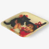 Kleine heek en zwarte kat  Halloween Papieren Bordje (Gebogen)