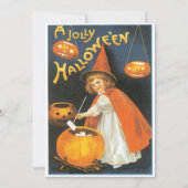 kleine heks boilend Trouble Halloween Kaart (Voorkant)