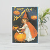 kleine heks boilend Trouble Halloween Kaart (Staand voorkant)