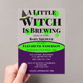 Kleine Heks Brouwt Halloween Baby Shower Acryl Uitnodigingen