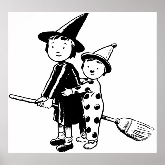 Kleine heks en clown poster (Voorkant)