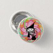 kleine heks en heilige geometrie ronde button 3,2 cm (Voorkant /achterkant)