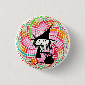 kleine heks en heilige geometrie ronde button 3,2 cm