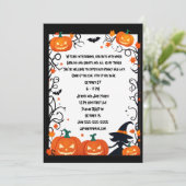 Kleine heks en Jack-o-Lanterns Halloween Kaart (Staand voorkant)