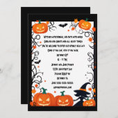 Kleine heks en Jack-o-Lanterns Halloween Kaart (Voorkant / Achterkant)