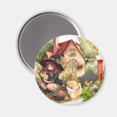 Kleine heks en schattige vos magneet (Voorkant / Achterkant)