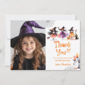Kleine heks Halloween feest Bedankt kaart (Voorkant)