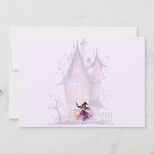 Kleine heks Halloween feest Bedankt kaart (Achterkant)