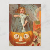  kleine heks in een pompoen Halloween Briefkaart (Voorkant)