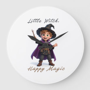 Kleine Heks Jongen Grote Magie Schattig Halloween Klok
