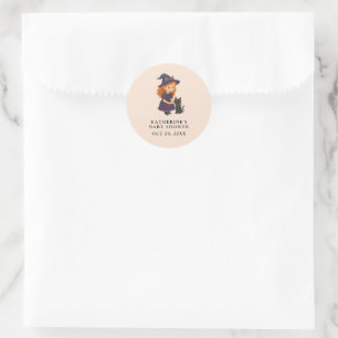 Kleine Heks & Kat Halloween Meisje Baby Shower Ronde Sticker
