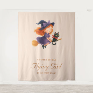 Kleine Heks & Kat Halloween Meisje Baby Shower Wandkleed
