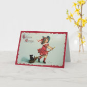 kleine heks meisje kaart (Gele Bloem)