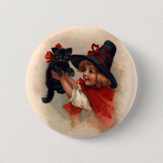 kleine heks meisje ronde button 5,7 cm (Voorkant)