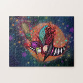 Kleine heks met kat Halloween kunst Legpuzzel (Horizontaal)