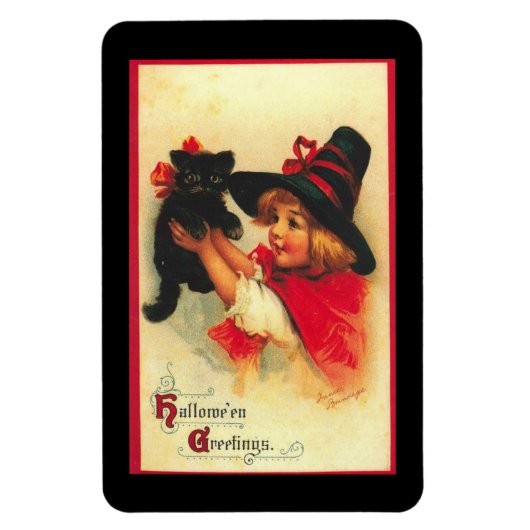 kleine heks met kitten magneet (Verticaal)
