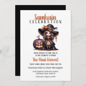 Kleine heks Samhain oogsten Halloween Party Kaart (Voorkant / Achterkant)