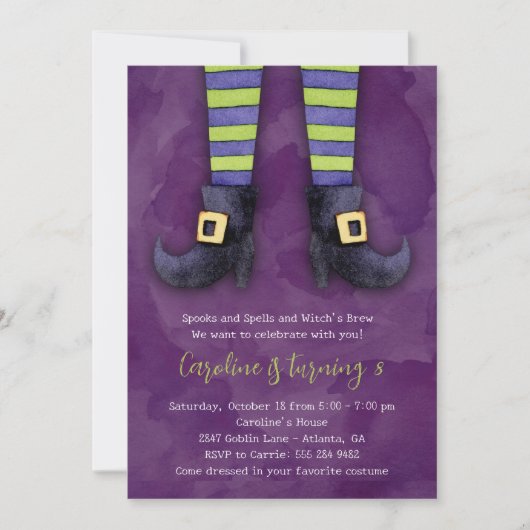 Kleine heks verjaardagsfeestje uitnodiging (Voorkant)