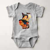 Kleine Heks Voeg Naam Toe Cute Halloween Romper (Voorkant)