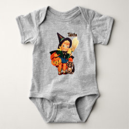 Kleine Heks Voeg Naam Toe Schattig Halloween Romper