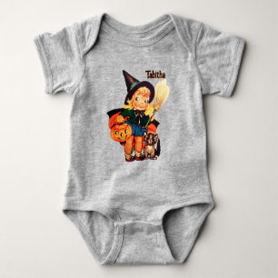 Kleine Heks Voeg Naam Toe Schattig Halloween Romper