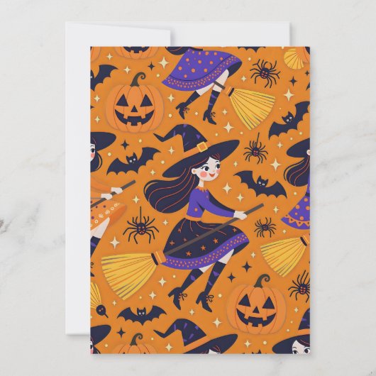 Kleine heksen Spooky Halloween Verjaardag Bash Kaart (Achterkant)