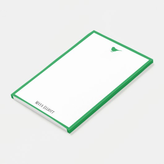 Kleine Heldere Groene Vogel & Rand op Wit Post-it® Notes (Schuin)