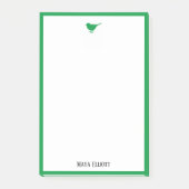 Kleine Heldere Groene Vogel & Rand op Wit Post-it® Notes (Voorkant)