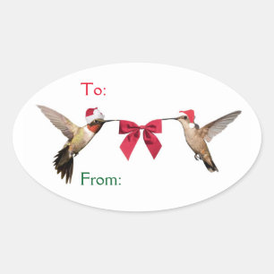 Kleine helikopters van de kerstman ovale sticker