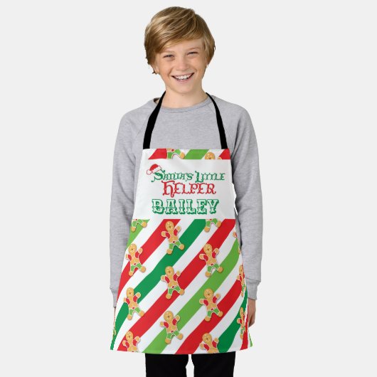 Kleine helper bakend gingerbrood rood groen schort (Gedragen)