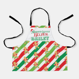 Kleine helper bakend gingerbrood rood groen schort