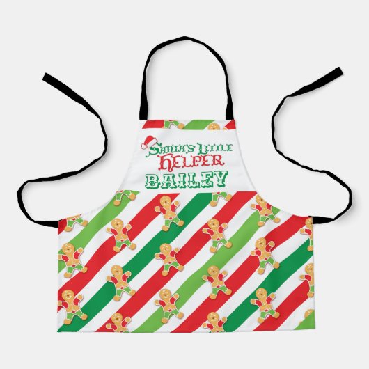 Kleine helper bakend gingerbrood rood groen schort (Voorkant)