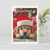 Kleine Helper Puppy van de Kerstman Kaart (Staand voorkant)