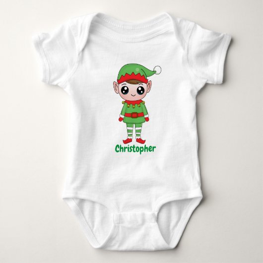 🎄 kleine helper van de Kerstman met een aangepast Romper (Voorkant)