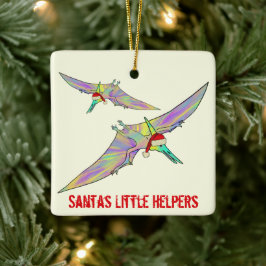 Kleine helpers van Kerstman de dinosaurus zeggen Keramisch Ornament