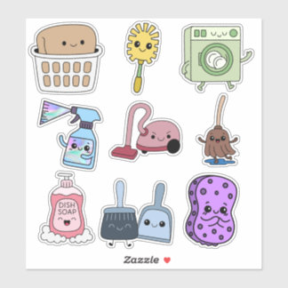 🧼 Kleine Helpertjes: Huishoudelijke Sticker Set