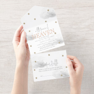 Kleine Hemel Vredesgrijze Wolk Baby Shower Folie All In One Uitnodiging