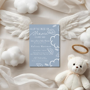Kleine hemelstukje blauwe babyshower kaart